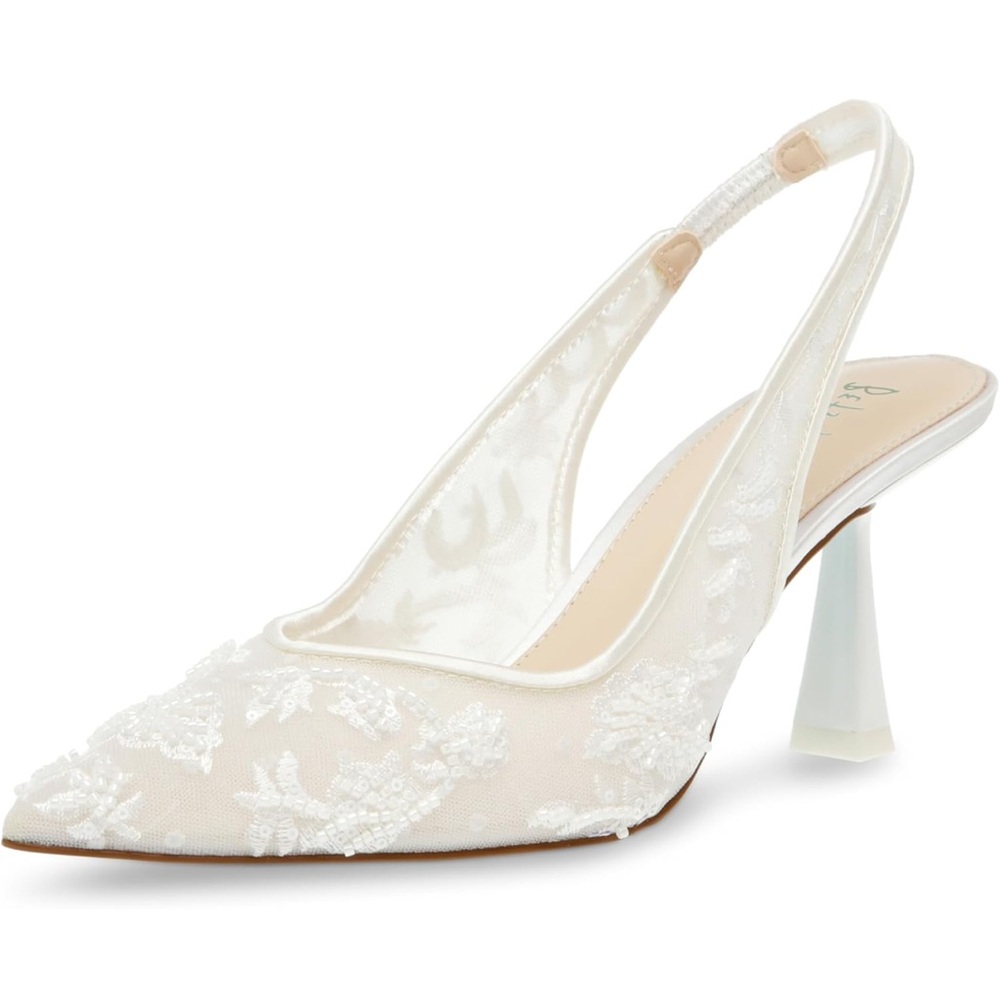 Betsey Johnson White Lace Slingback Heels